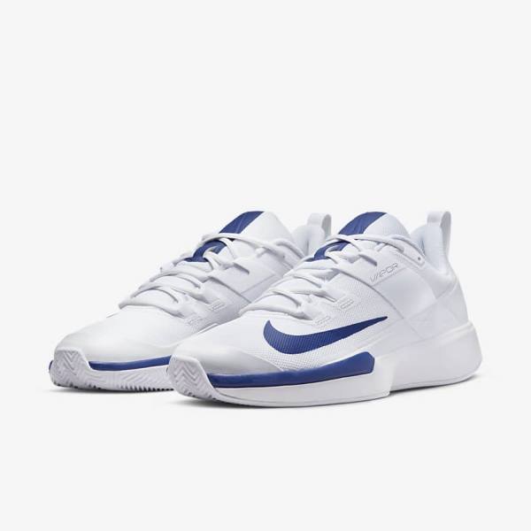 Scarpe da Tennis Uomo Nike NikeCourt Vapor Lite Clay Court Bianche Blu Reale Blu | NK715SOL