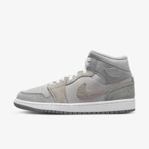 Jordan Scarpe Donna Nike Air Jordan 1 Mid SE Grigie Bianche Grigie | NK036GJN