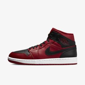 Jordan Scarpe Uomo Nike Air Jordan 1 Mid Rosse Bianche Nere | NK475UZD