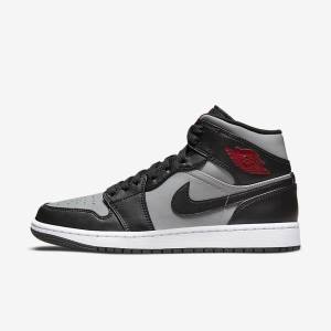 Jordan Scarpe Uomo Nike Air Jordan 1 Mid Nere Grigie Bianche Rosse | NK642ZXH