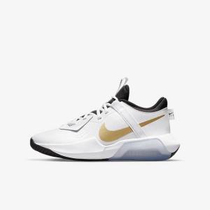 Scarpe Da Basket Bambino Nike Air Zoom Crossover Older Bianche Nere Metal Oro | NK106QRM