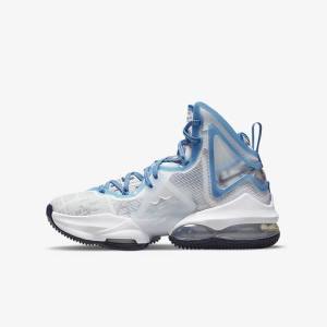 Scarpe Da Basket Bambino Nike LeBron 19 Older Bianche Blu | NK814UAJ