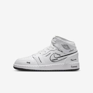 Scarpe Da Ginnastica Bambino Nike Air Jordan 1 Mid Older Bianche Nere | NK075KYE