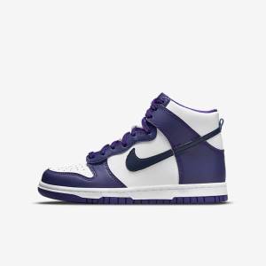 Scarpe Da Ginnastica Bambino Nike Dunk High Older Bianche Viola Blu Marino | NK458UVZ