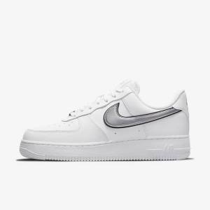 Scarpe Da Ginnastica Donna Nike Air Force 1 07 Essential Bianche Nere Metal Argento | NK134FPM