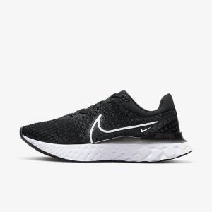 Scarpe Running Donna Nike React Infinity Run Flyknit 3 Strada Nere Bianche | NK297DOC