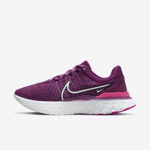 Scarpe Running Donna Nike React Infinity Run Flyknit 3 Strada Bordeaux Chiaro Rosa Bianche | NK298PMR