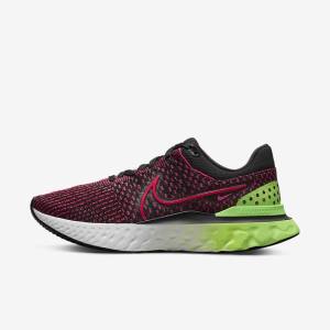 Scarpe Running Uomo Nike React Infinity Run Flyknit 3 Strada Nere Verdi Rosse | NK659EMA