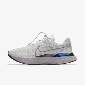 Scarpe Running Uomo Nike React Infinity Run 3 By You Custom Strada Grigie Platino Grigie | NK716SQT