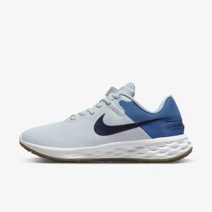 Scarpe Running Uomo Nike Revolution 6 FlyEase Next Nature Easy-On-And-Off Strada (Extra Larghe) Platino Blu Scuro Blu | NK628GND