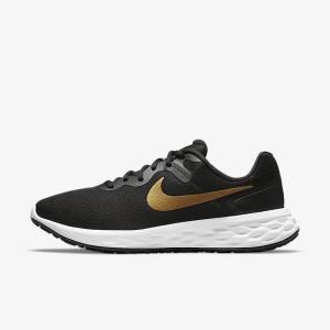 Scarpe Running Uomo Nike Revolution 6 Next Nature Strada Nere Bianche Metal Oro | NK271SJF