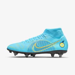 Scarpe da Calcio Donna Nike Mercurial Superfly 8 Academy SG-PRO Anti-Clog Traction Soft-Grounds Blu Arancioni | NK056VGU