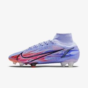 Scarpe da Calcio Donna Nike Mercurial Superfly 8 Elite KM FG Firm-Ground Indaco Rosse Chiaro Metal Argento | NK403ZYT