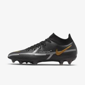 Scarpe da Calcio Donna Nike Phantom GT2 Dynamic Fit Elite FG Firm-Ground Nere Metal Oro Metal Argento Metal Grigie Scuro | NK078PVU