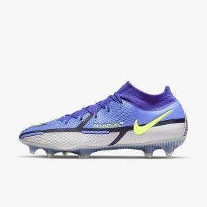 Scarpe da Calcio Donna Nike Phantom GT2 Dynamic Fit Elite FG Firm-Ground Blu Grigie | NK124ESV