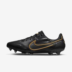 Scarpe da Calcio Uomo Nike Tiempo Legend 9 Elite FG Firm-Ground Nere Grigie Scuro Metal Oro Metal Grigie Scuro | NK340VLG