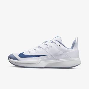 Scarpe da Tennis Uomo Nike NikeCourt Vapor Lite Hard Court Bianche Blu Marino | NK591VNG