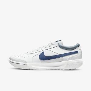 Scarpe da Tennis Uomo Nike NikeCourt Zoom Lite 3 Hard Court Bianche Blu Marino | NK258SIK