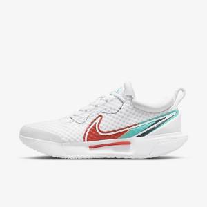 Scarpe da Tennis Uomo Nike NikeCourt Zoom Pro Hard Court Bianche Rosse Bordeaux Verde Acqua | NK783XQO